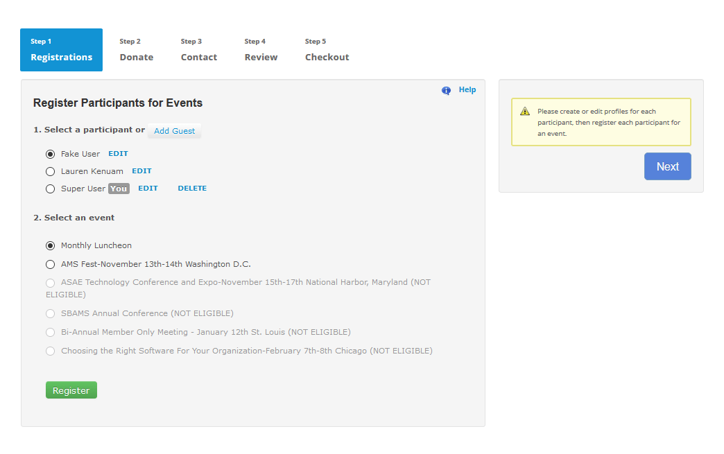event registration